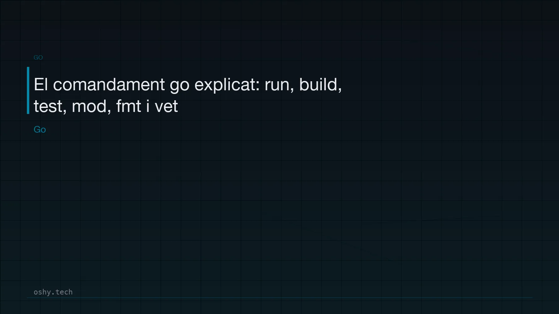 Cover for El comandament go explicat: run, build, test, mod, fmt i vet