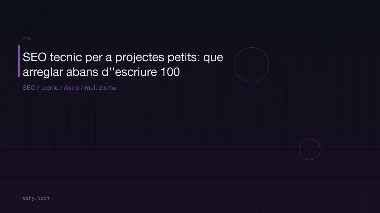 Cover for SEO tècnic per a projectes petits: què arreglar abans d'escriure 100 articles