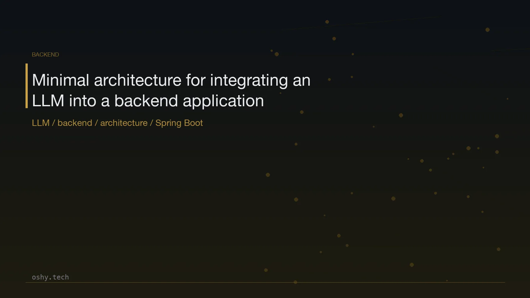 Cover for Minimal architecture for integrating an LLM into a backend application
