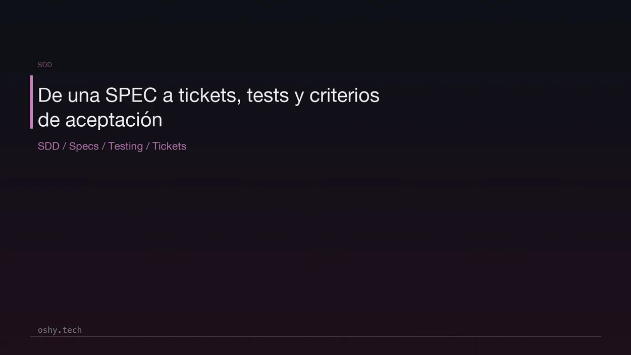 Cover for De una SPEC a tickets, tests y criterios de aceptación: flujo real de SDD