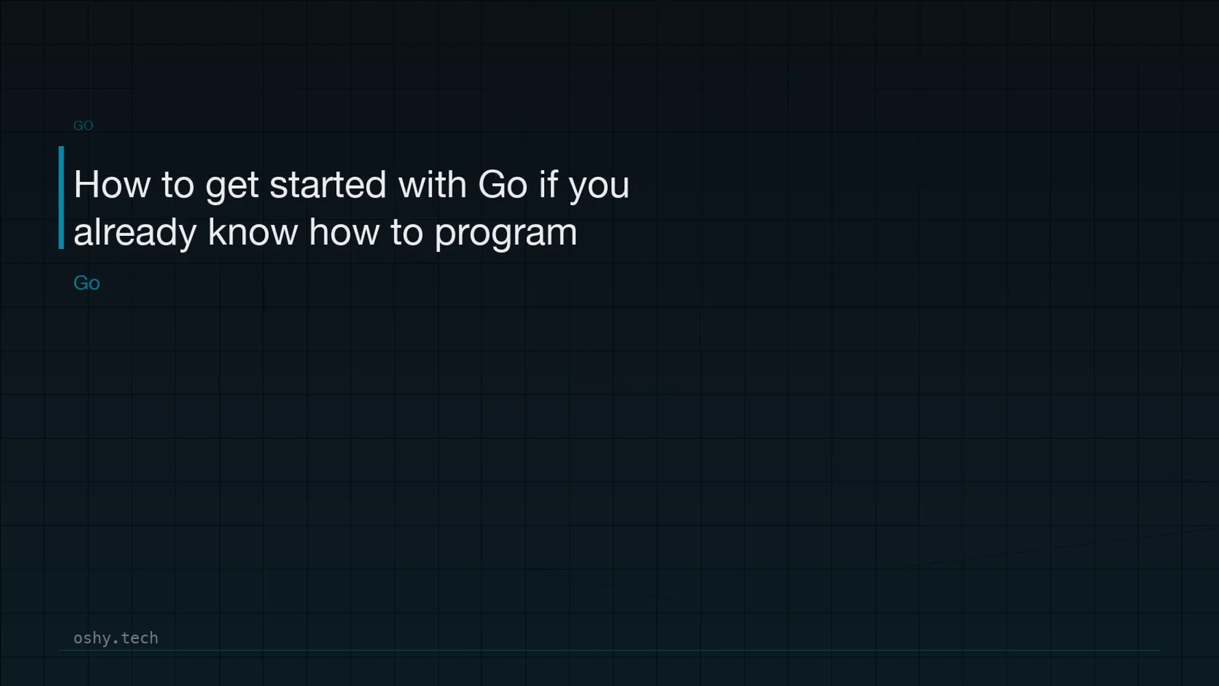 Cover for How to get started with Go if you already know how to program