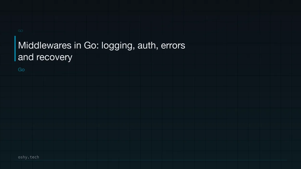 Cover for Middlewares in Go: logging, auth, errors and recovery