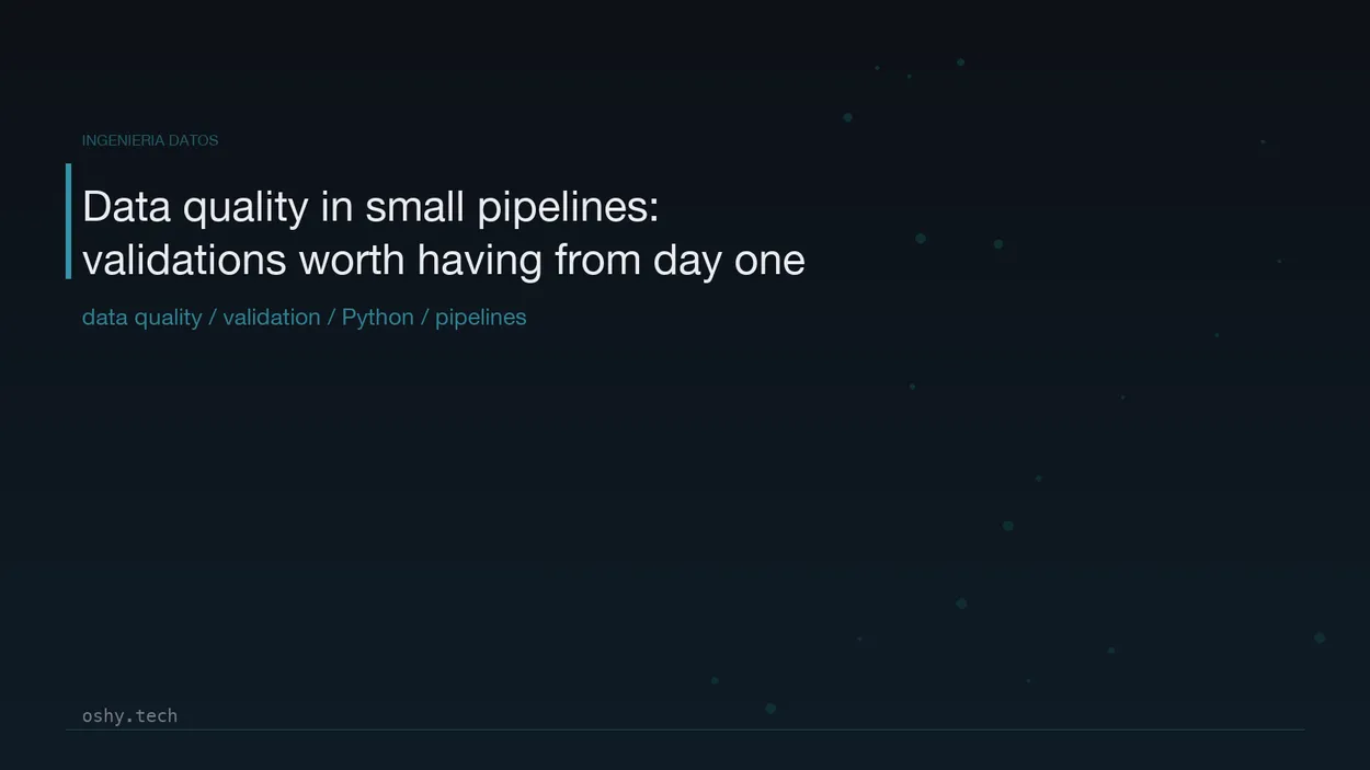 Cover for Data quality in small pipelines: validations worth having from day one